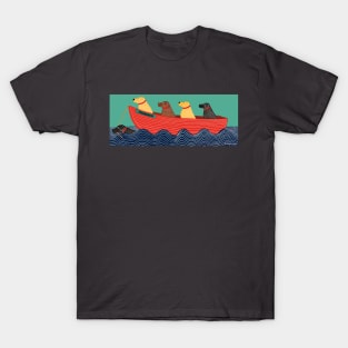 Stephen Huneck Friendship Dogs in a Boat T-Shirt